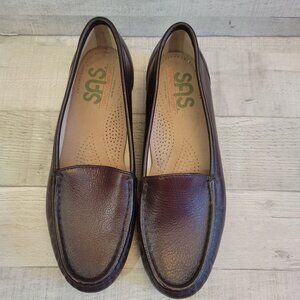 SAS Womens Leather Loafers Slip-On Brown Comfort Shoes Size 6.5M